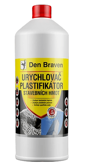 DEN BRAVEN - Urýchľovač a plastifikátor stavebných hmôt 5 l nažltlá